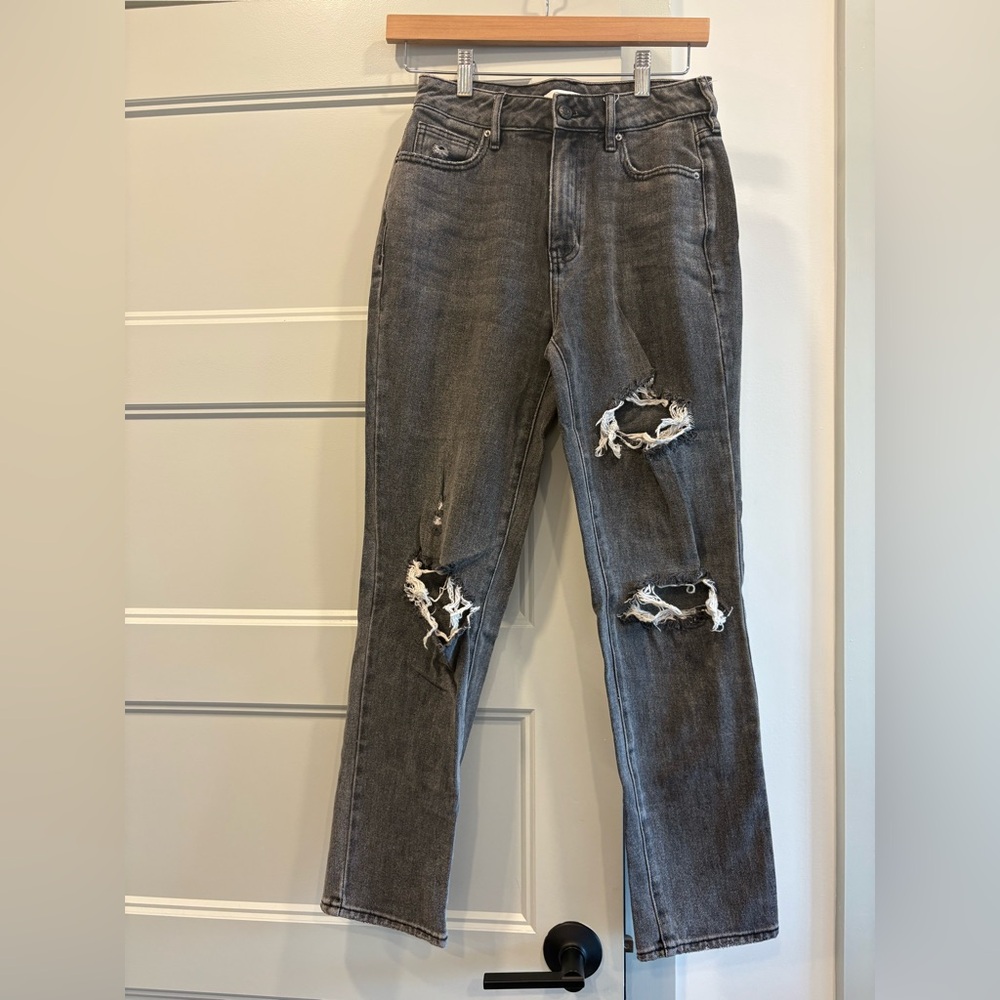 PacSun Charcoal/Grey Distressed Mom Jeans